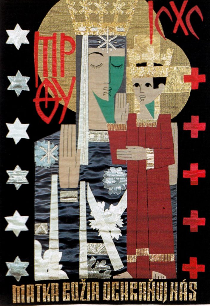 Mikuláš Klimčák - Bratislavská Madonna 1986 (textilná aplikácia, 100x142)